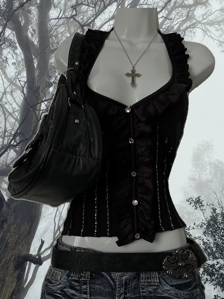 Ruffled Halter Corset Top