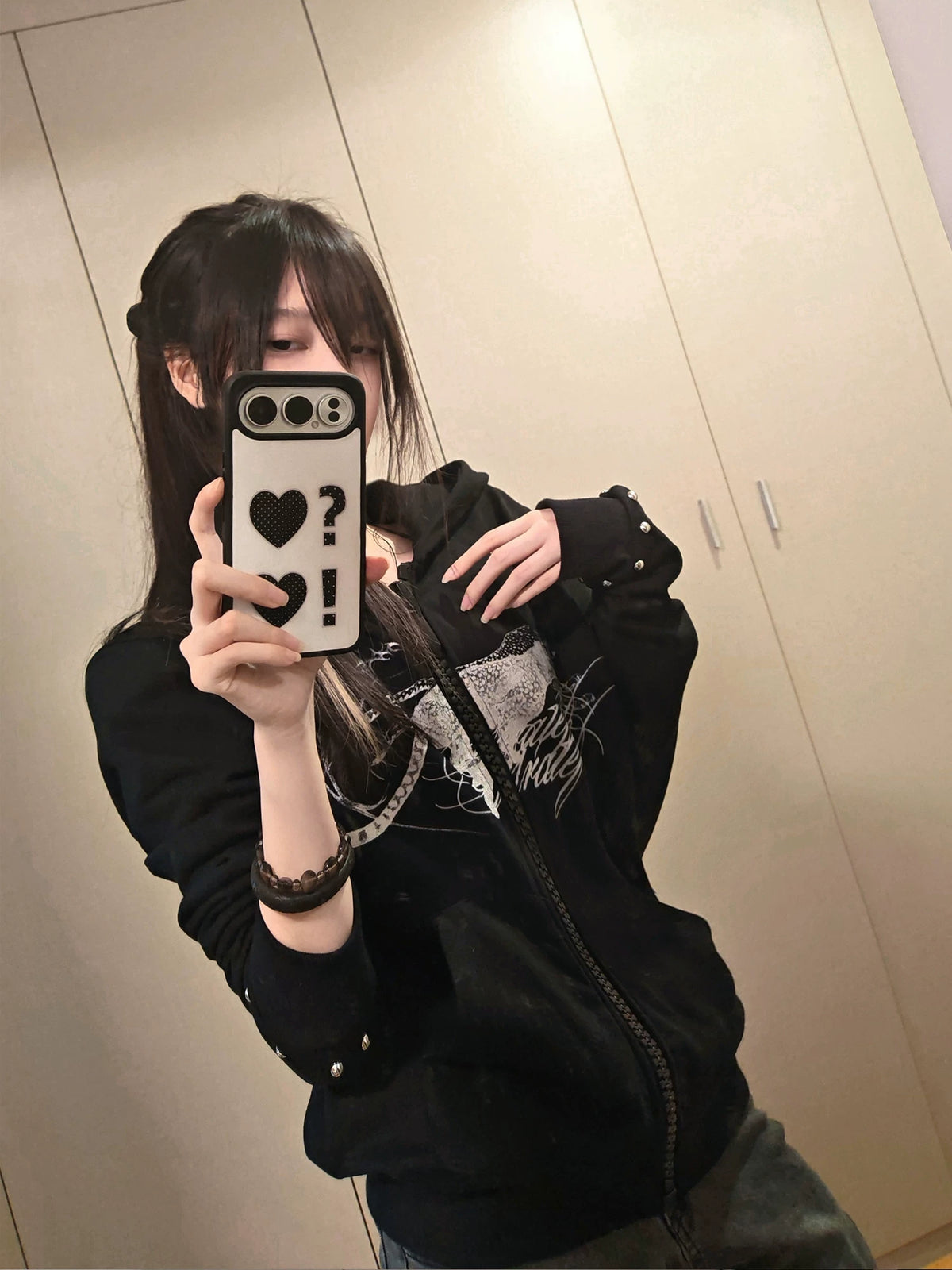 Cheetah Print Studded Zip Hoodie