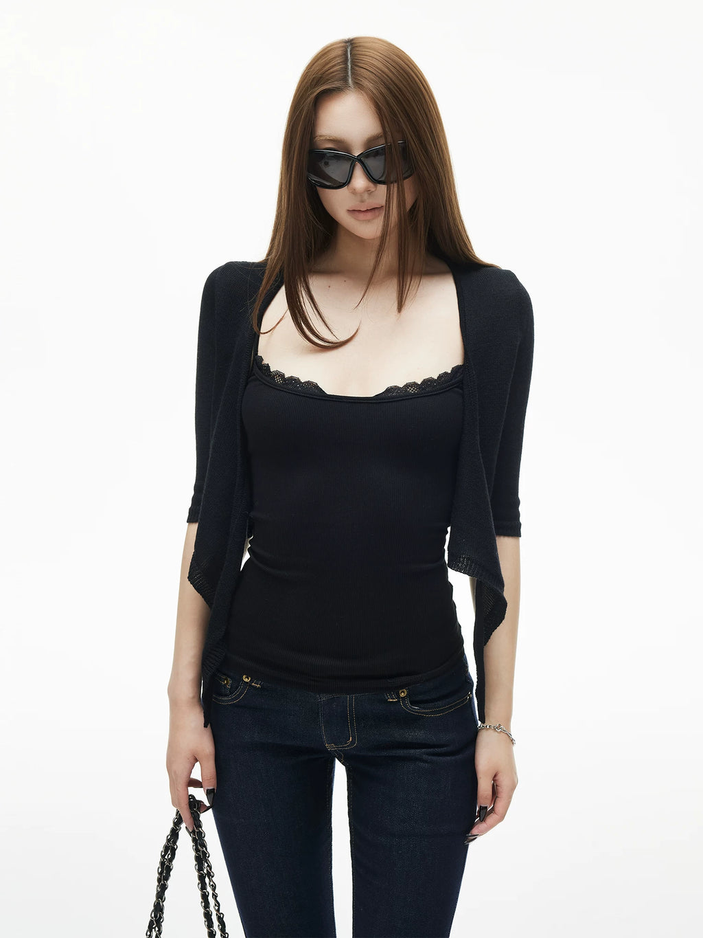 Lace Trim Ribbed Cami