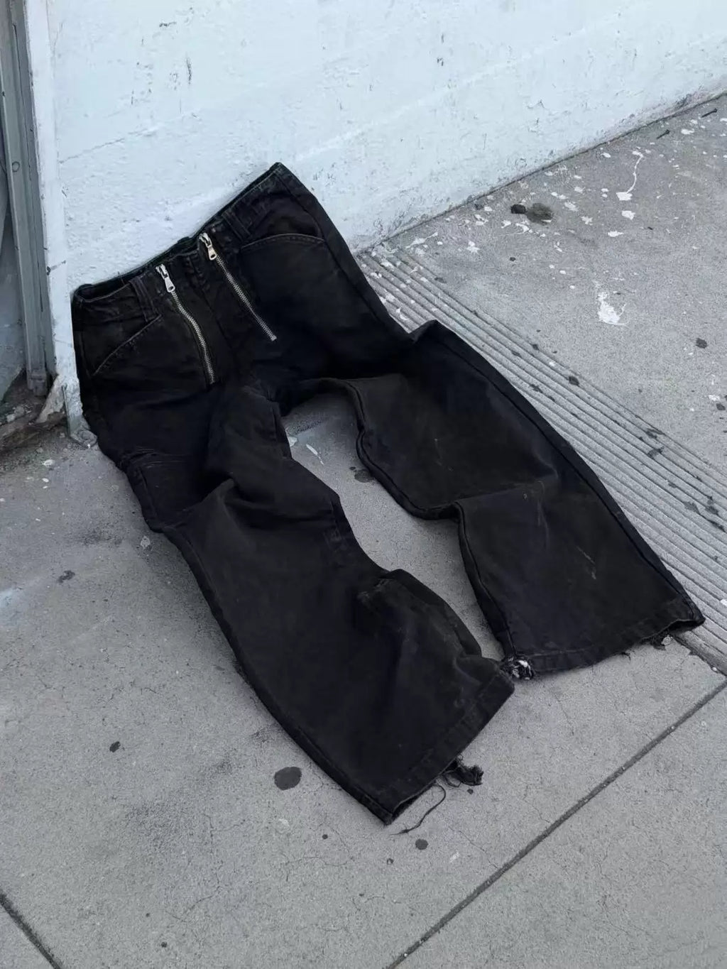 Double Zip Straight Work Jeans