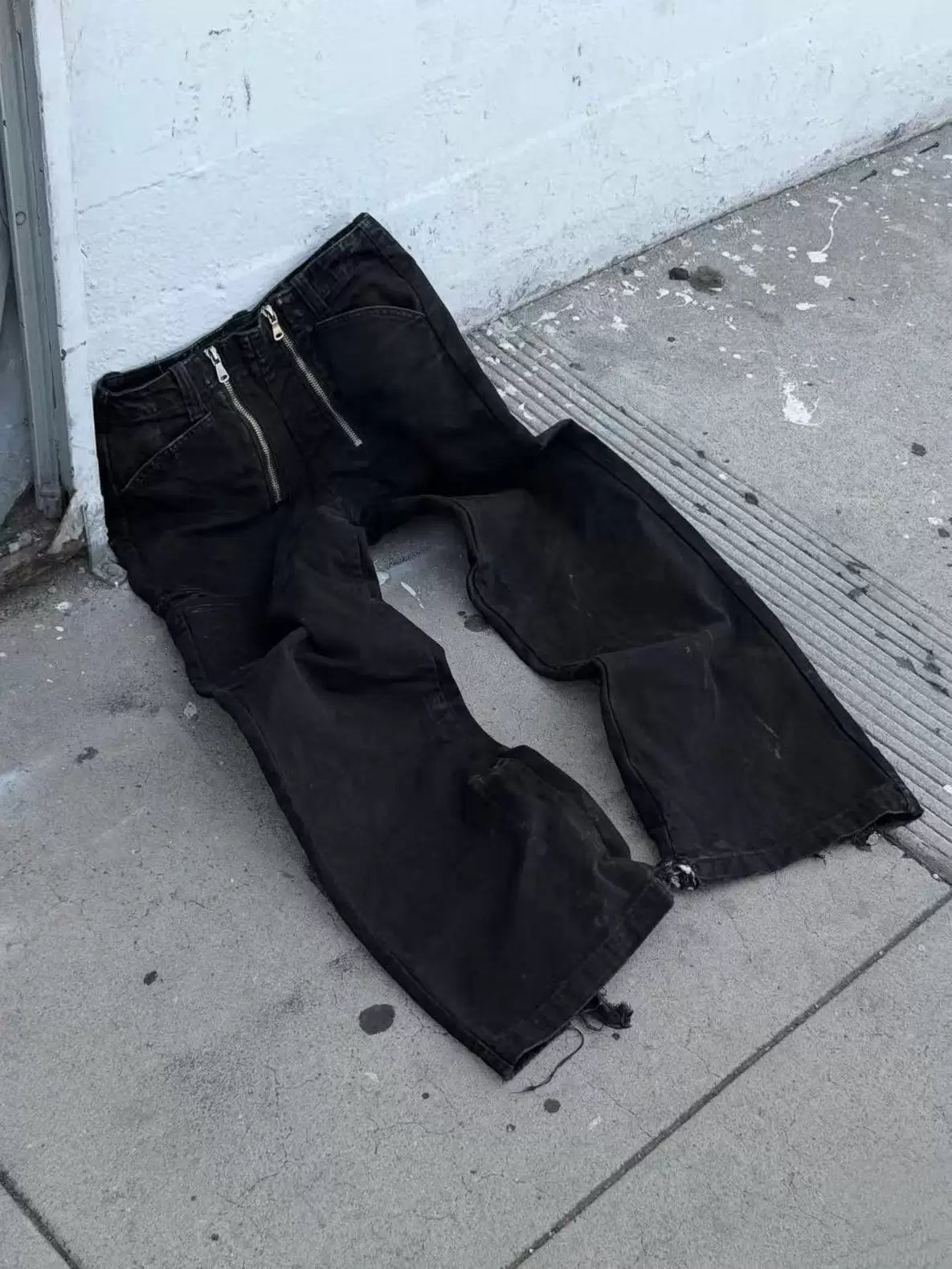 Double Zip Straight Work Jeans
