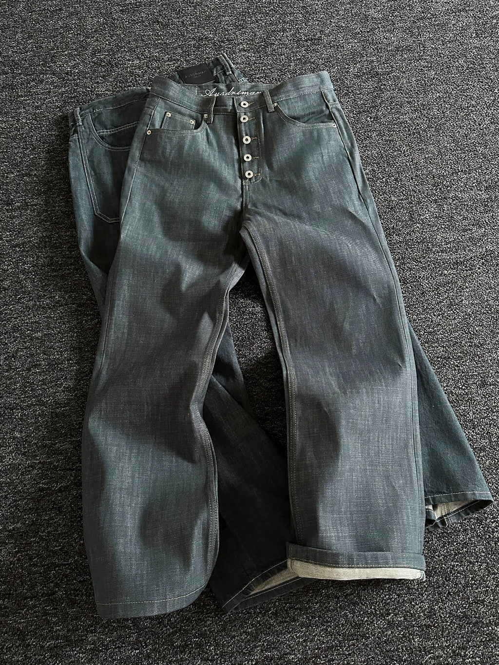 Grey Blue Five-Button Jeans