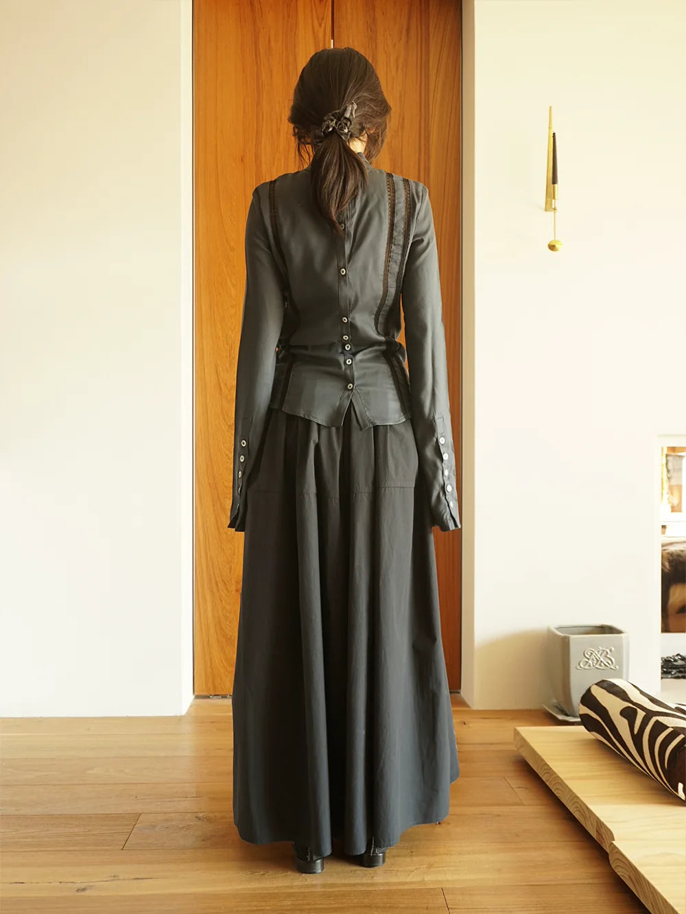 Navy Lace Patchwork Fitted Jacket