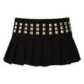 Studded Cross Pleated Mini Skirt