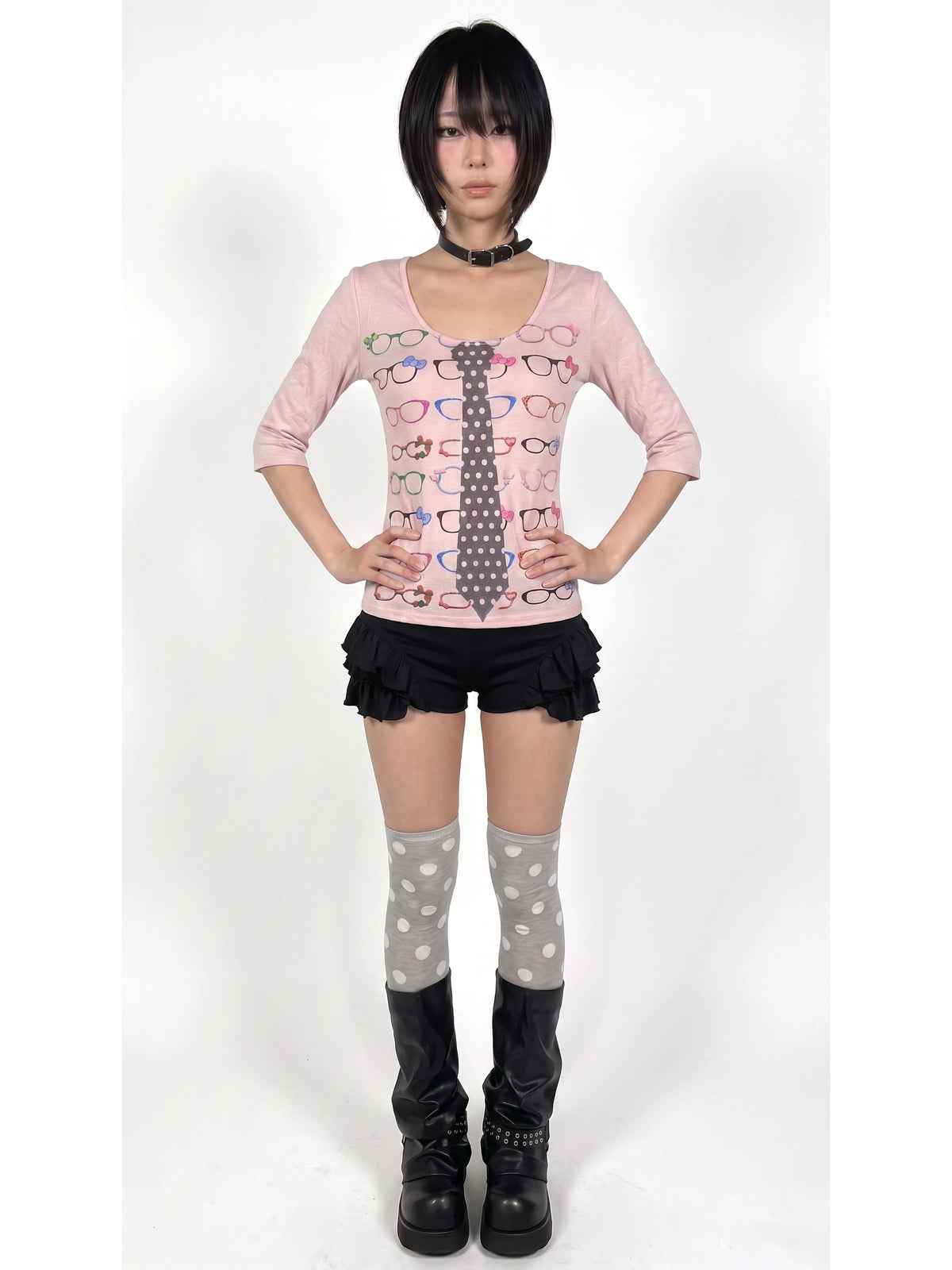 Pink Glasses Print Tee