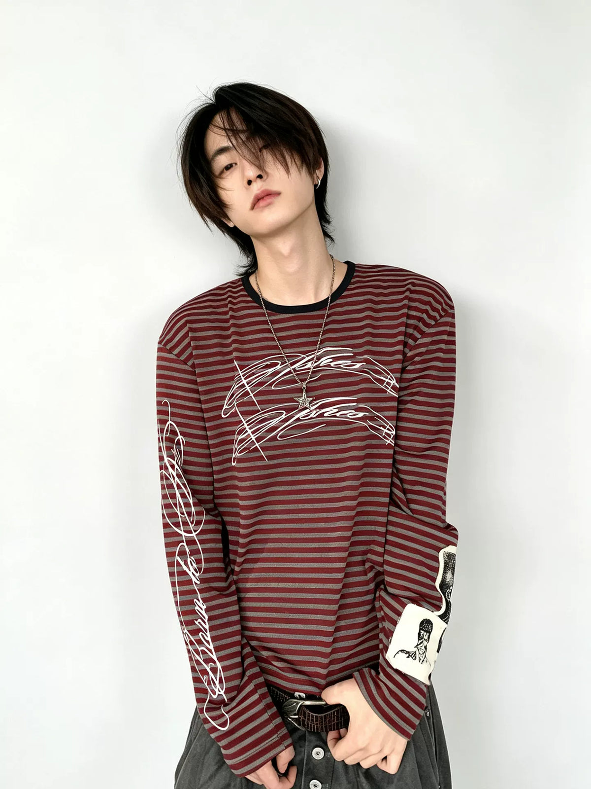Striped Patchwork Print Long Sleeve