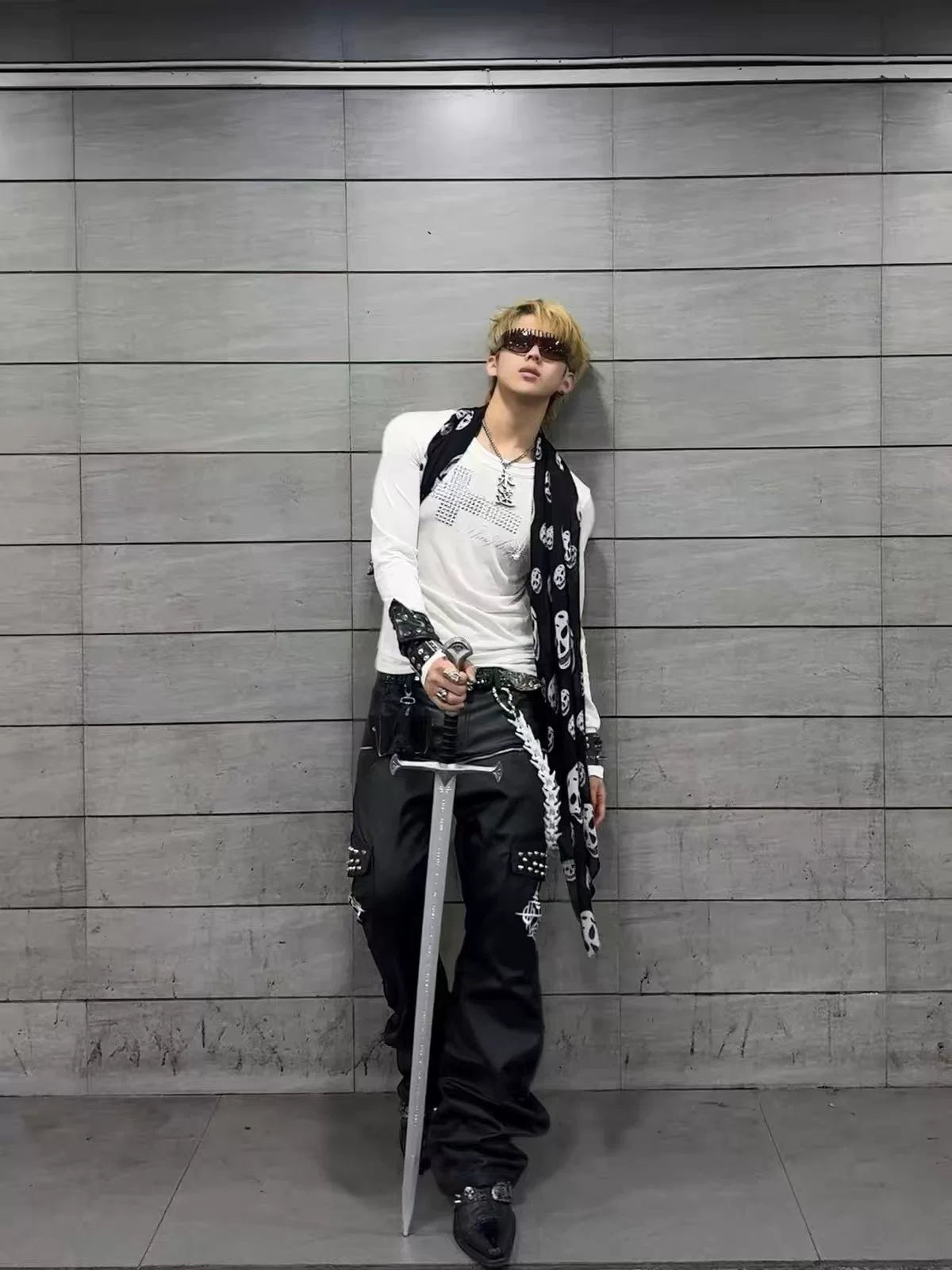 Rhinestone Cross Layered Long Sleeve