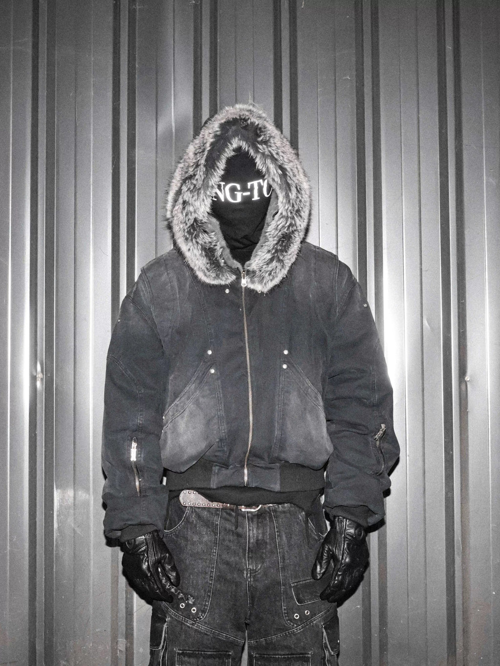Fur Collar Washed Canvas Bomber