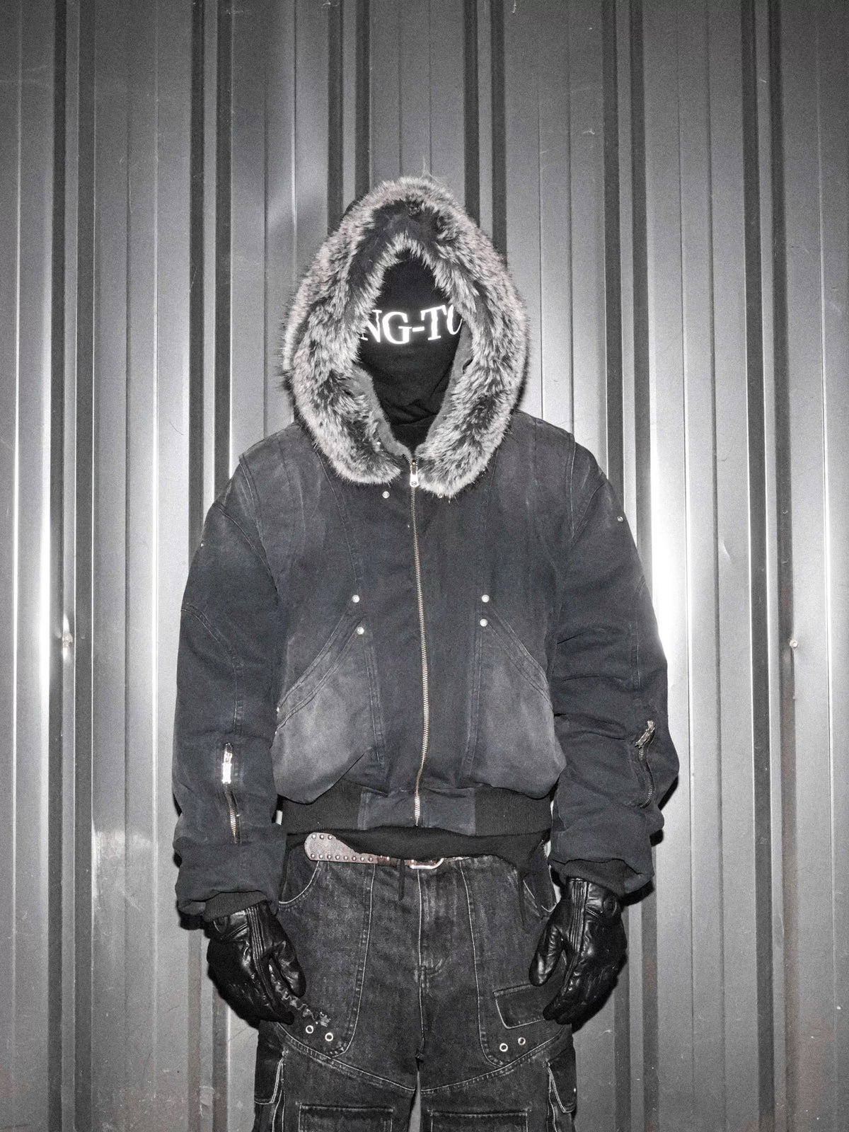 Fur Collar Washed Canvas Bomber