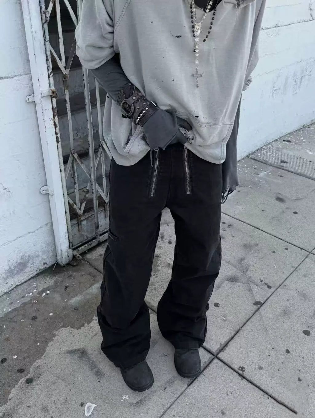 Double Zip Straight Work Jeans