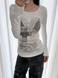Cross Print Off-White Long Sleeve