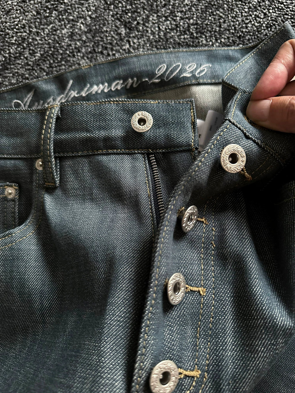 Grey Blue Five-Button Jeans