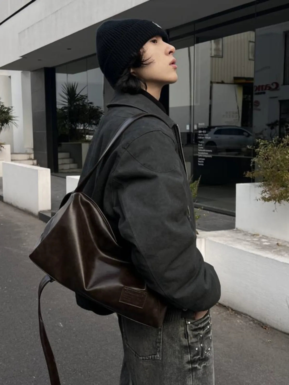 Leather Slouch Underarm Bag