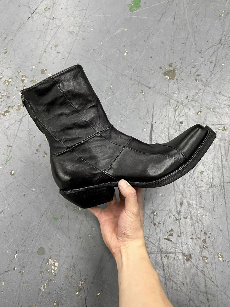 Patchwork Square Toe Wizard Boots