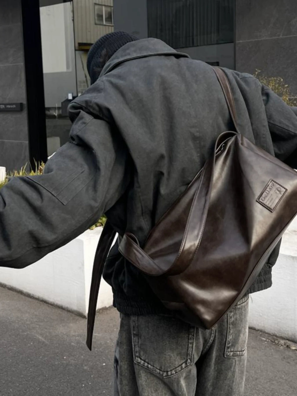 Leather Slouch Underarm Bag