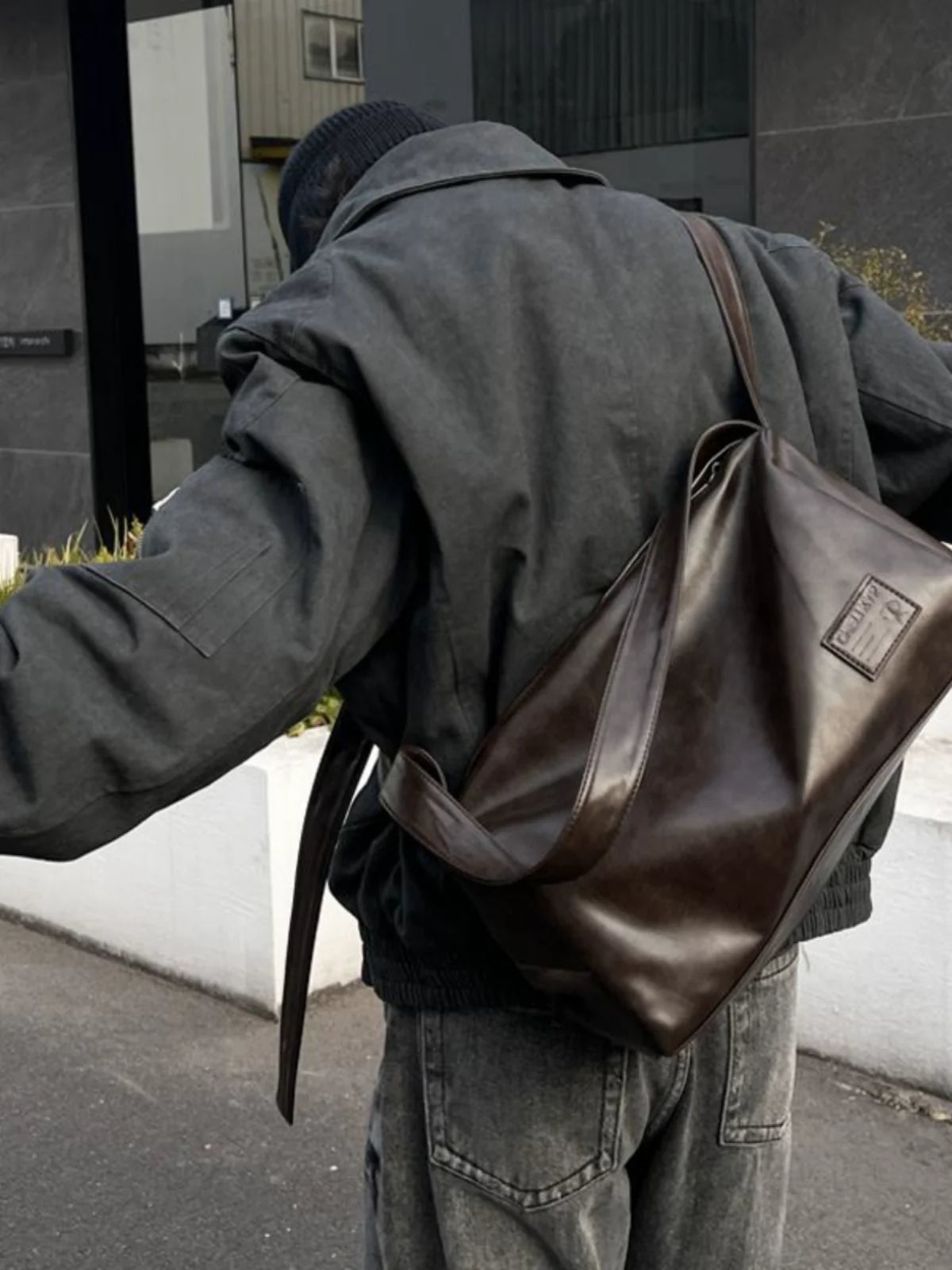 Leather Slouch Underarm Bag
