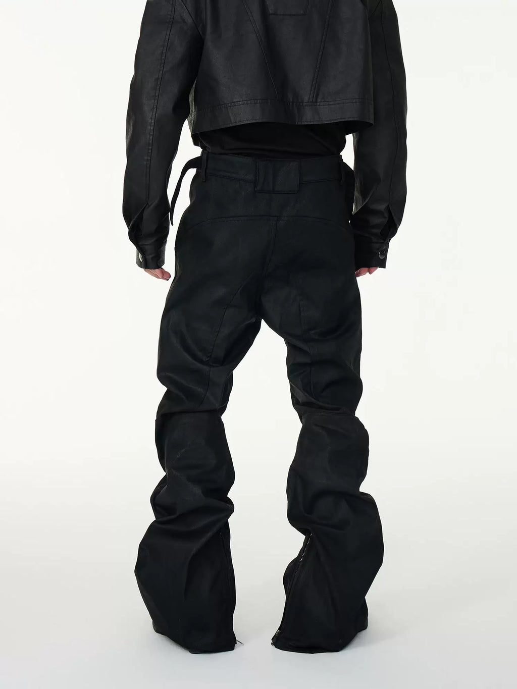 Waxed Biker Flare Pants