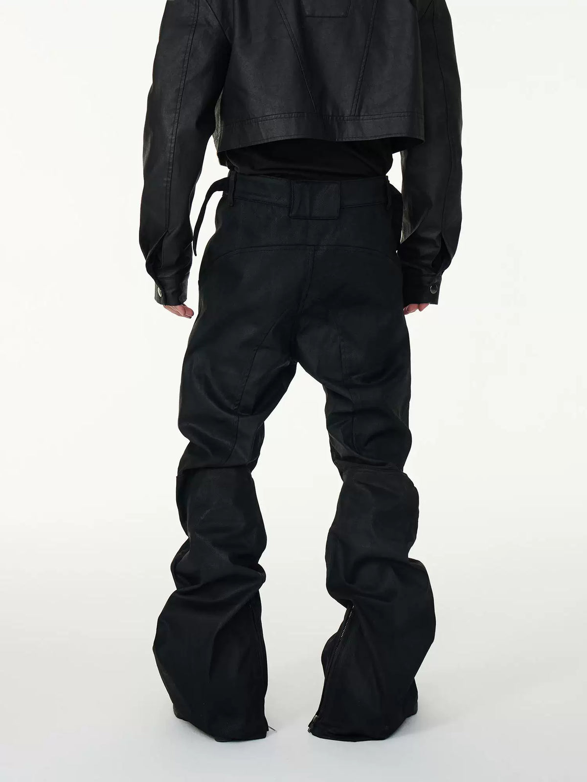 Waxed Biker Flare Pants