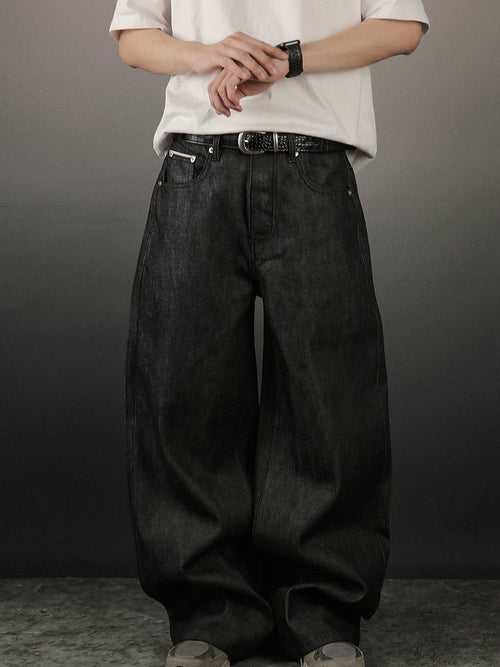 Black Selvedge Wide Jeans