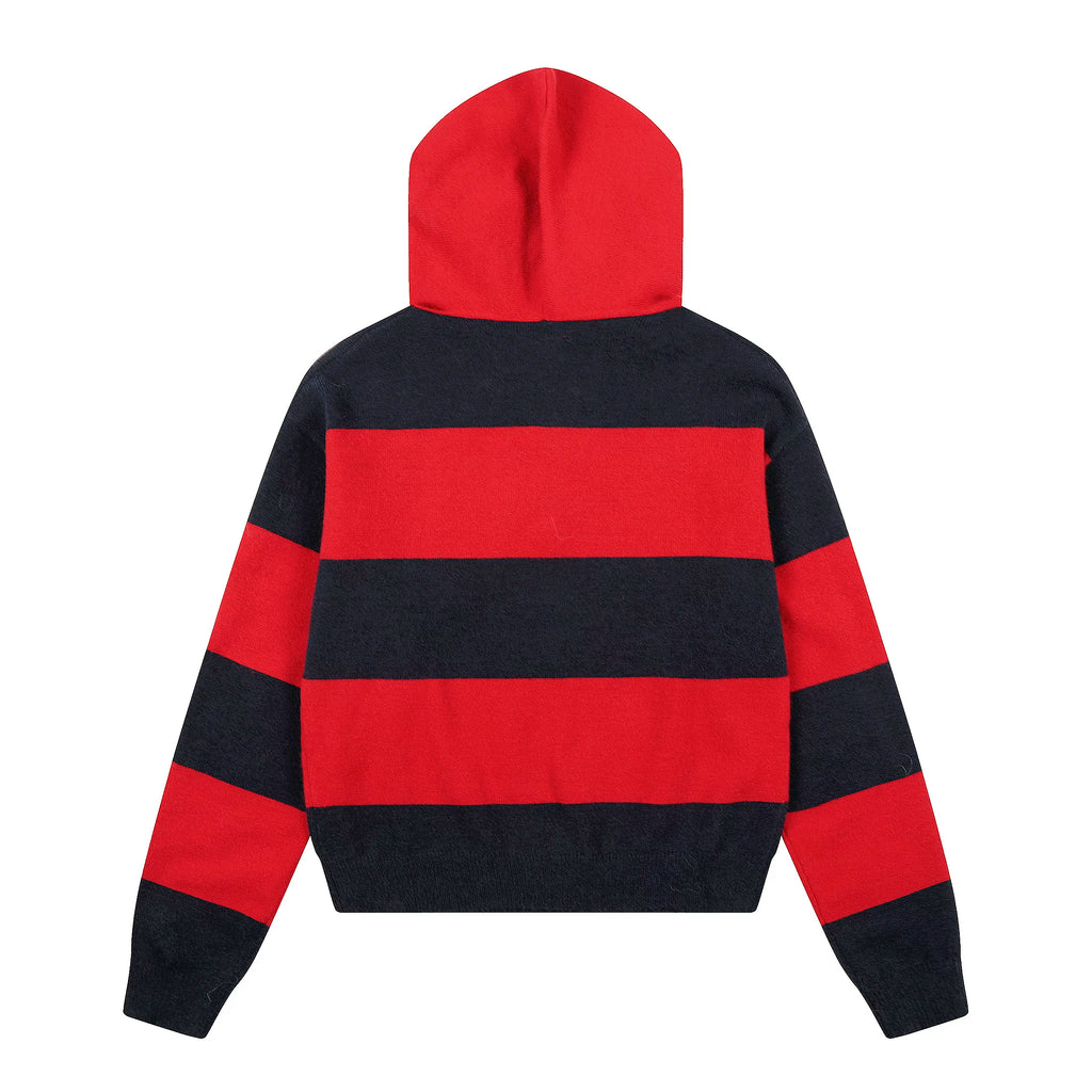 Striped Knit Hooded Sweater