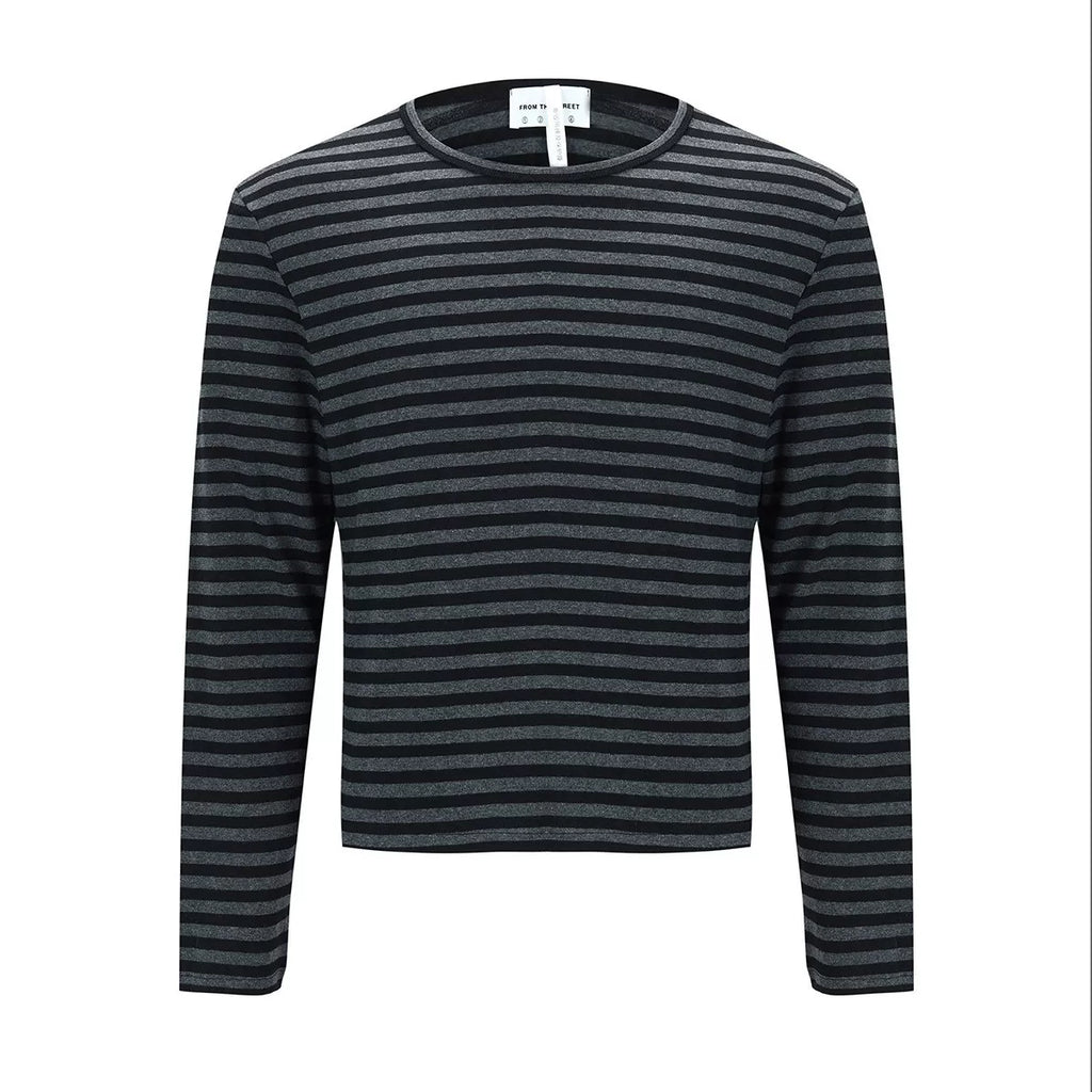 Grey Stripe Slim Long Sleeve