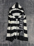 Striped Hooded Zip Knit Cardigan