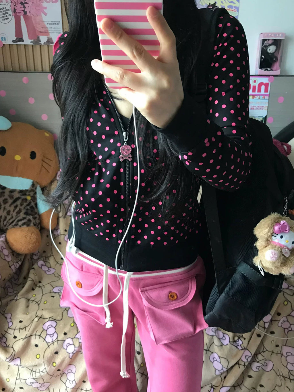 Pink Dot Zip Hoodie