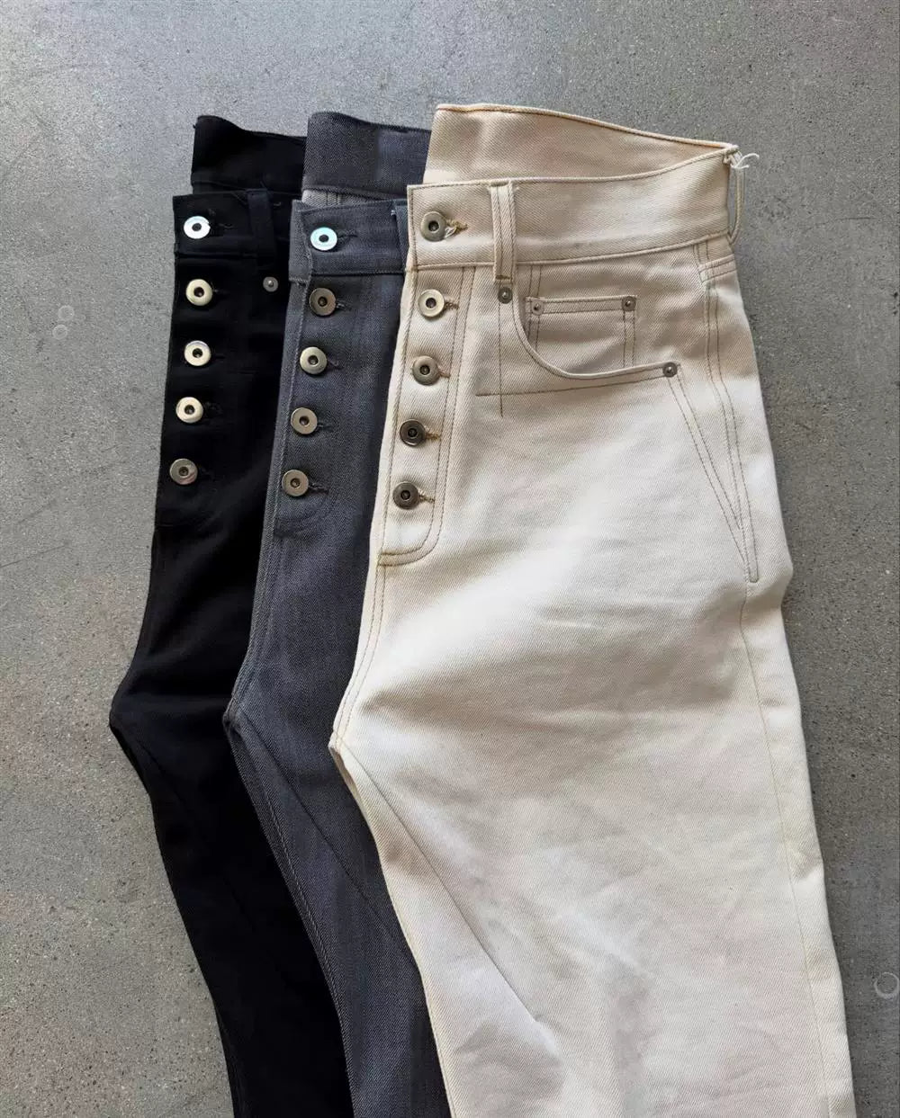 Five-Button Raw Denim Jeans