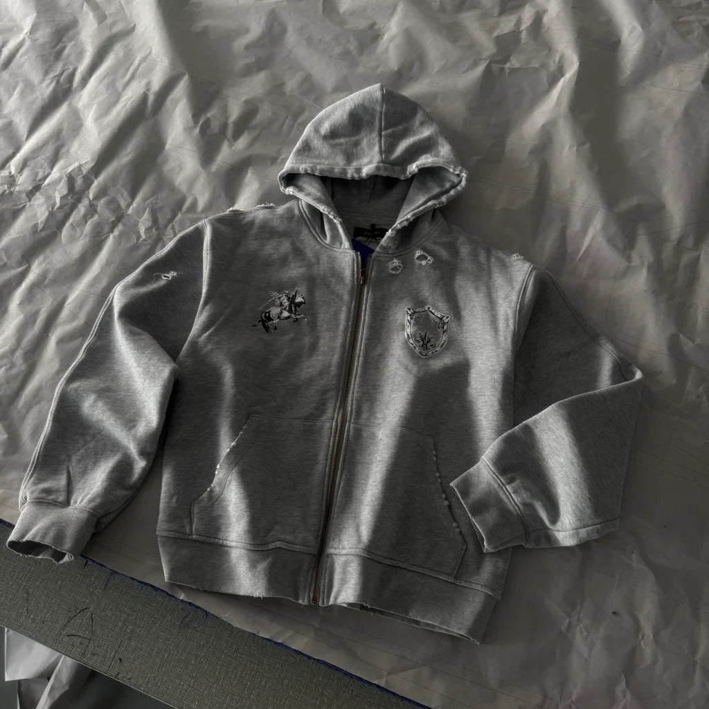 Templar Knight Washed Zip Hoodie