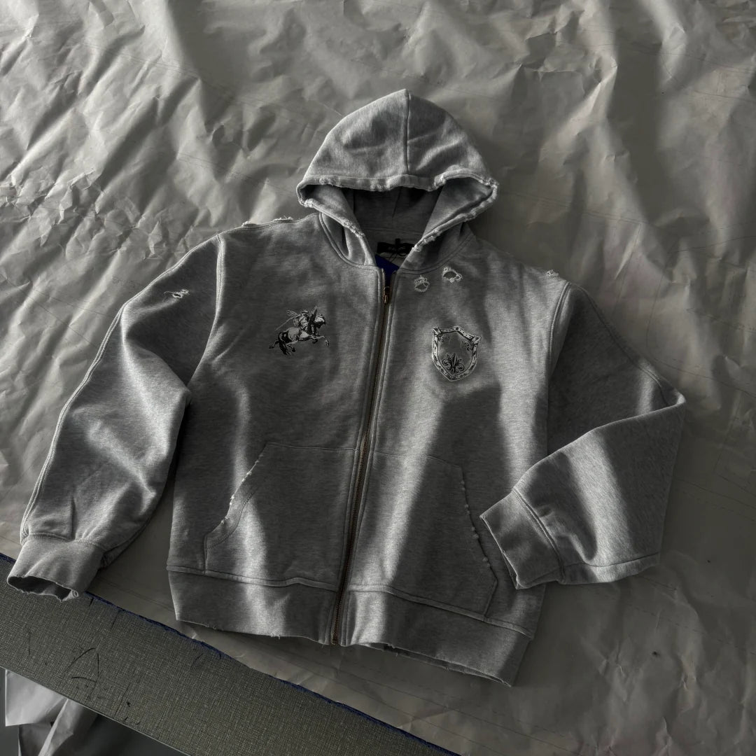 Templar Knight Washed Zip Hoodie