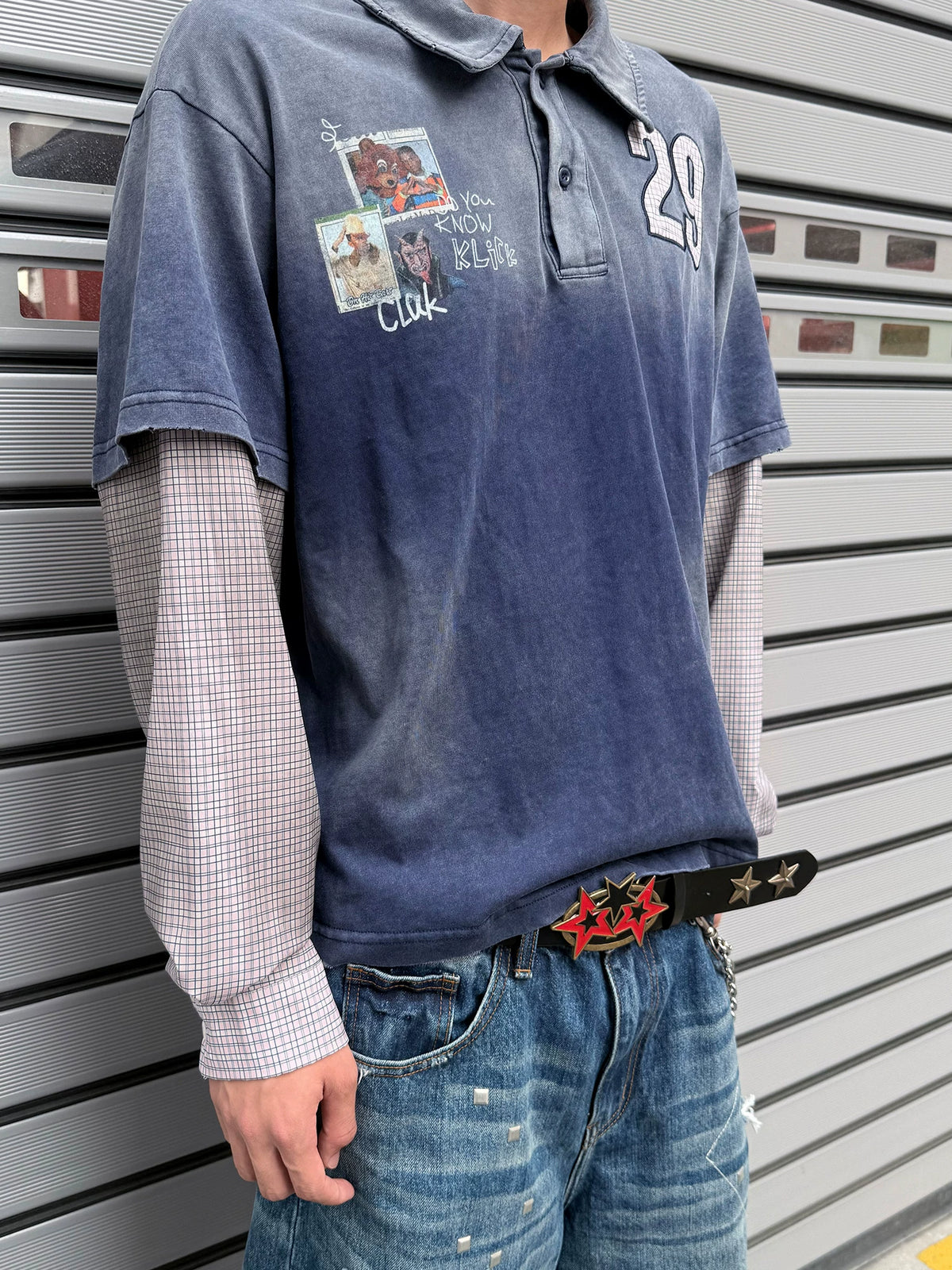 Plaid Patchwork Washed Shirt