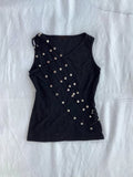 Studded V-Neck Sleeveless Top