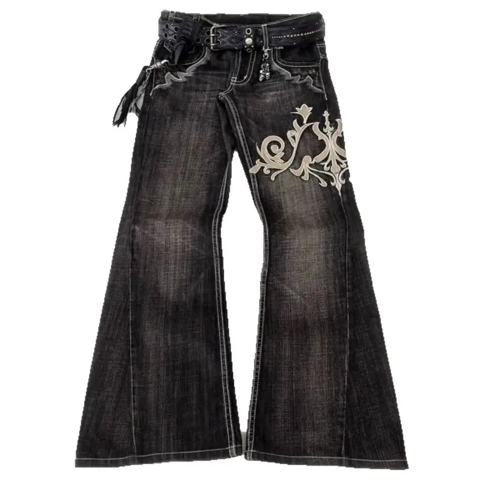 Tribal Embroidered Flare Jeans
