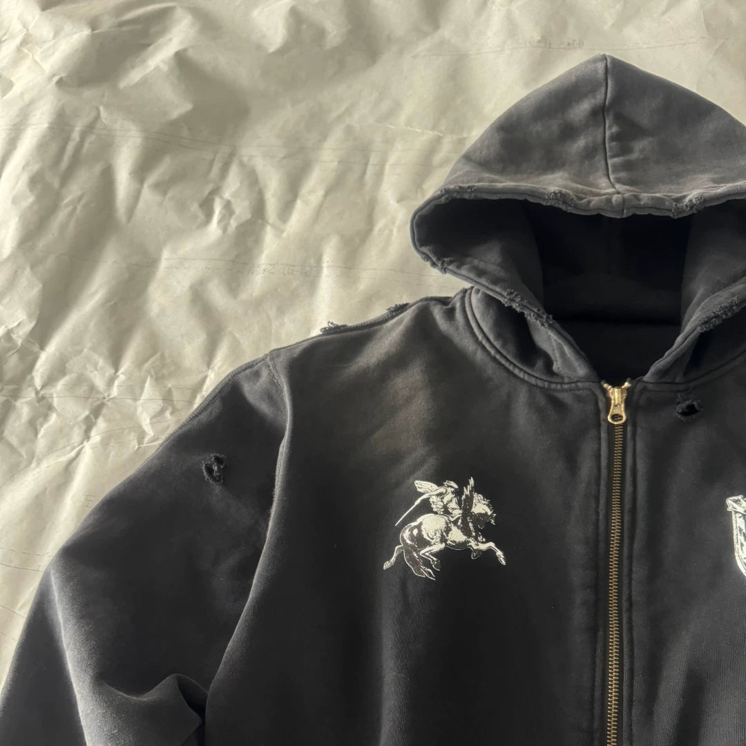 Templar Knight Washed Zip Hoodie