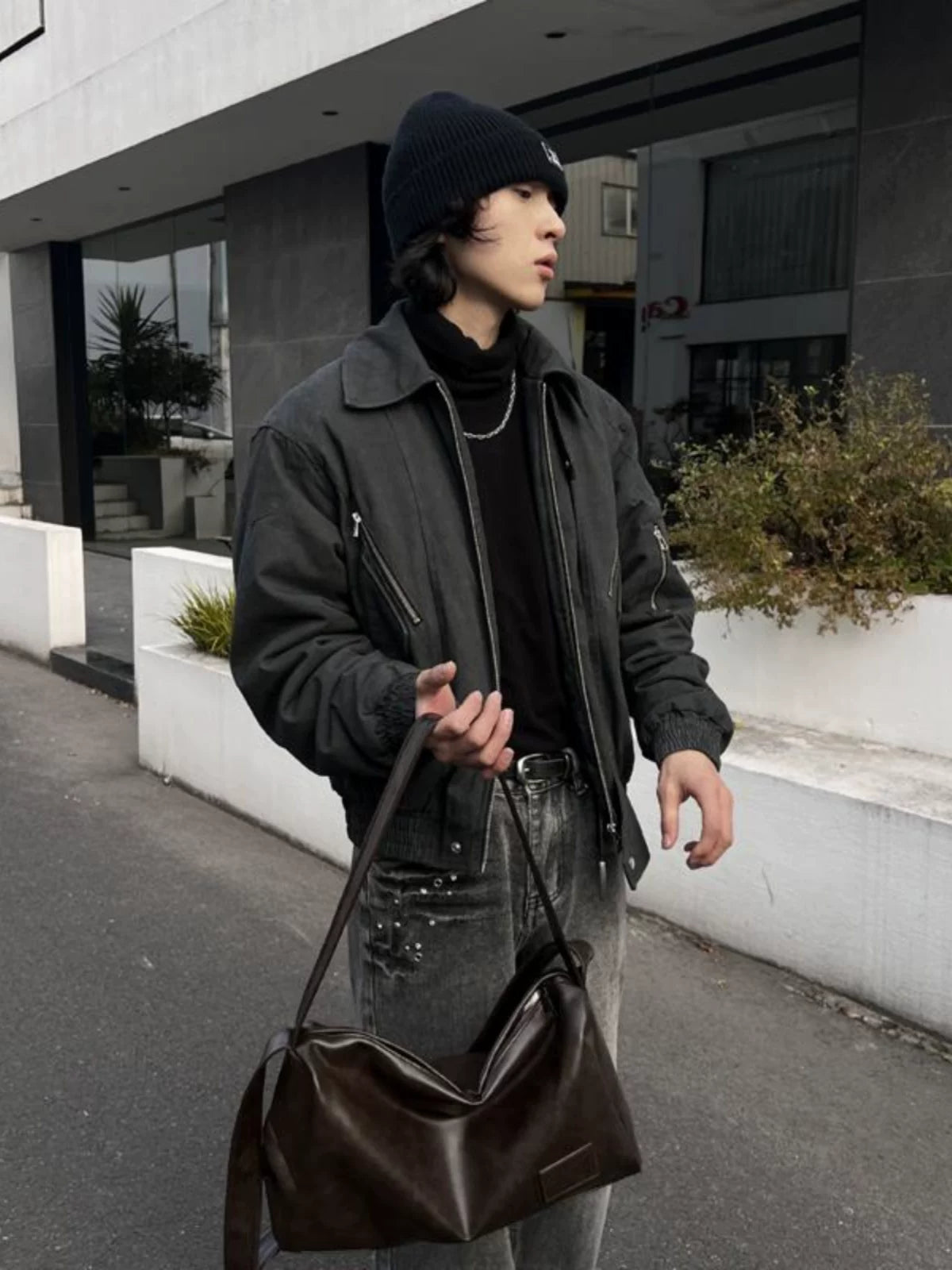 Leather Slouch Underarm Bag