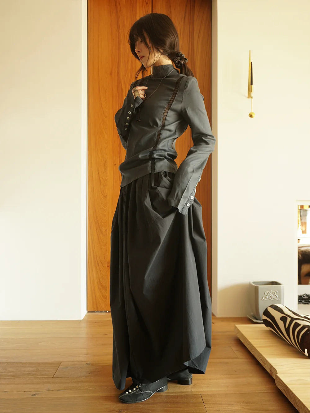 Navy Lace Patchwork Fitted Jacket