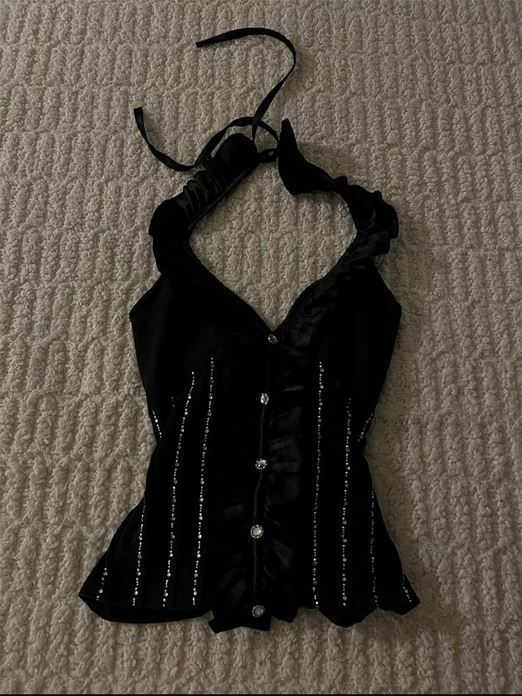 Ruffled Halter Corset Top