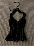 Ruffled Halter Corset Top