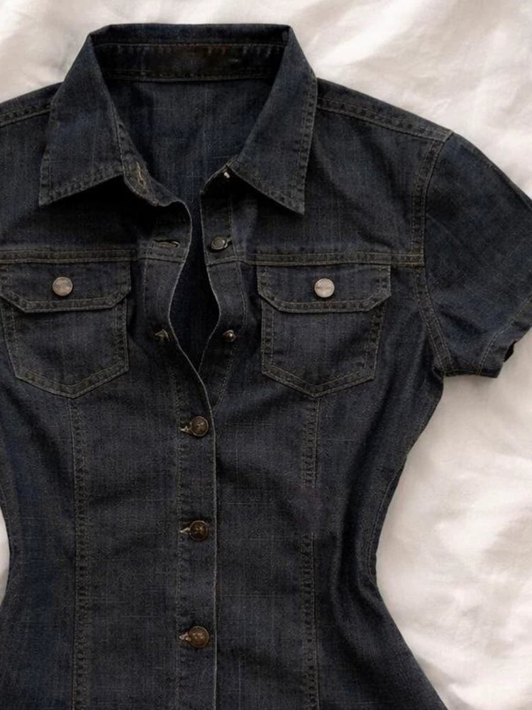 Blue Slim Denim Shirt