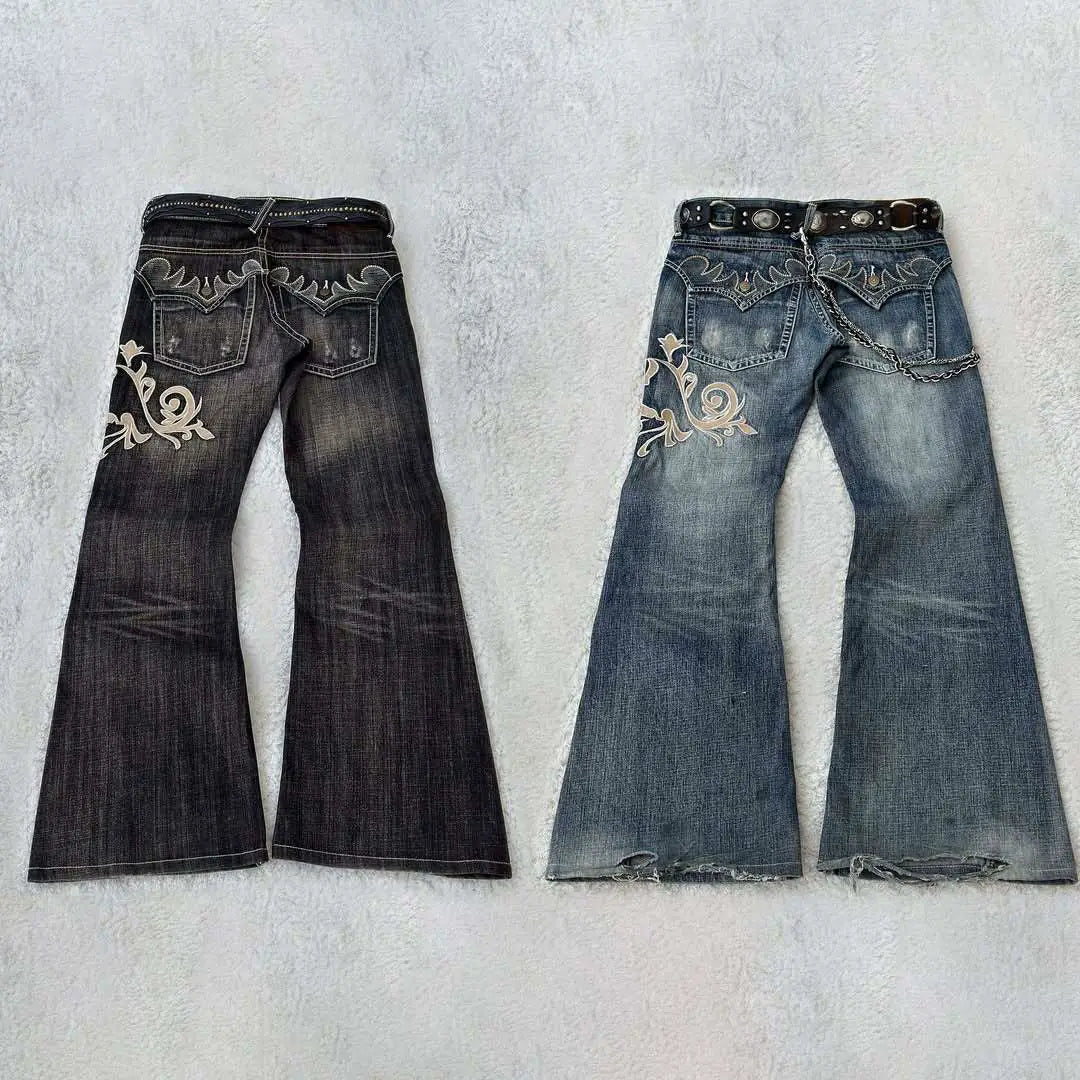 Tribal Embroidered Flare Jeans