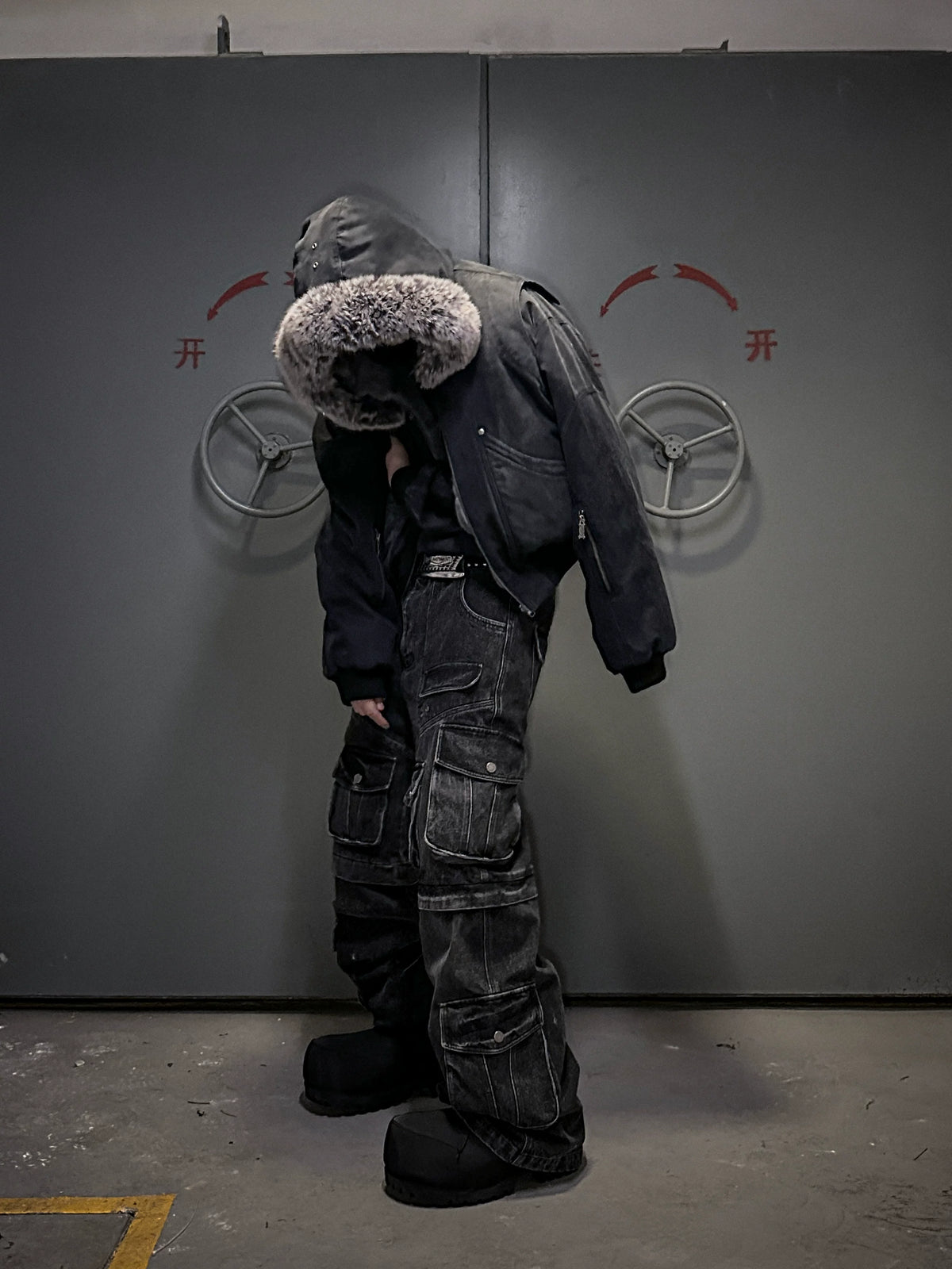 Fur Collar Washed Canvas Bomber