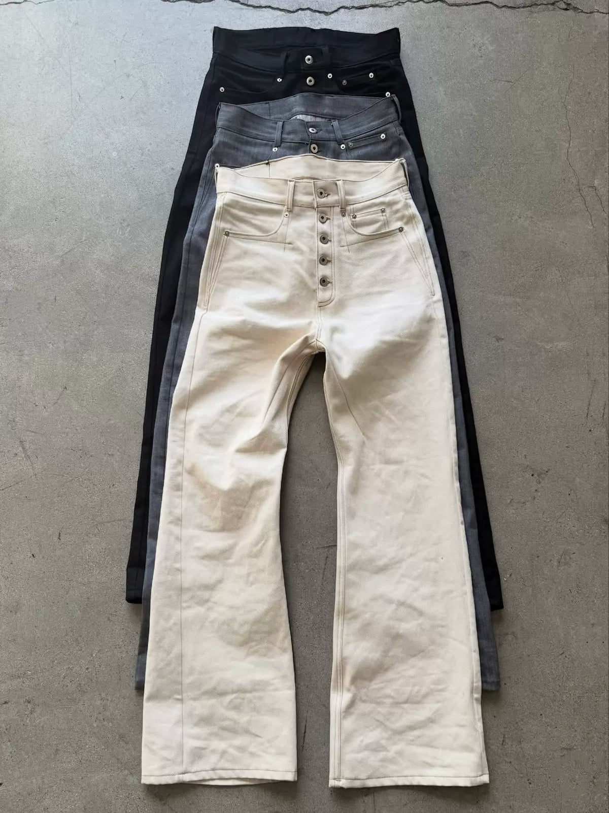 Five-Button Raw Denim Jeans