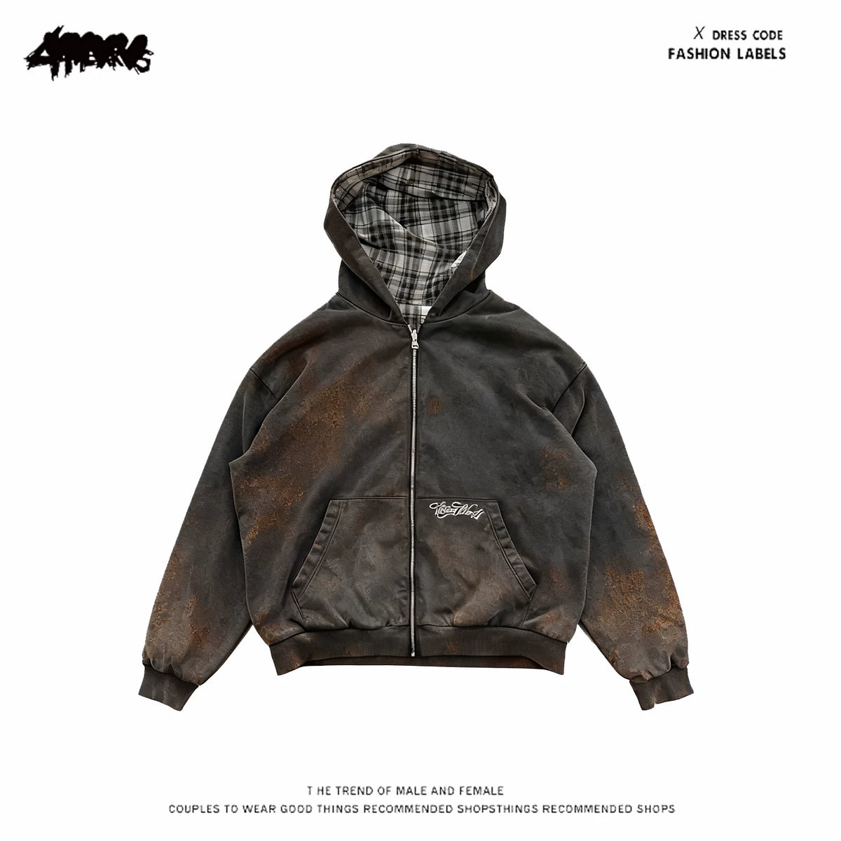 Reversible Plaid Hood Zip Jacket