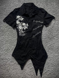 Skull Print Asymmetric Shirt