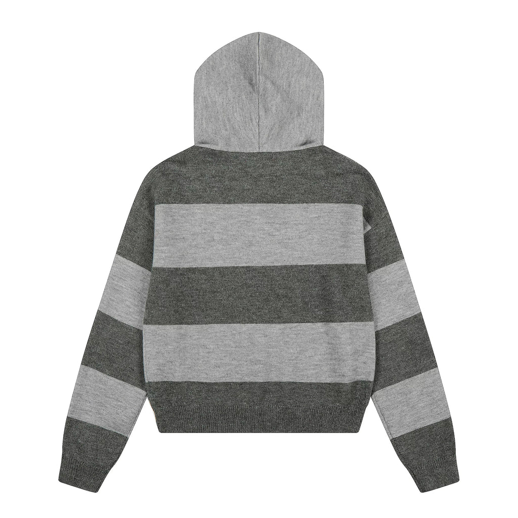 Striped Knit Hooded Sweater