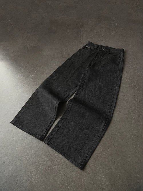 Black Selvedge Wide Jeans