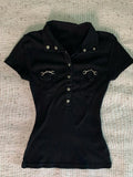 Black Snap Polo Tee