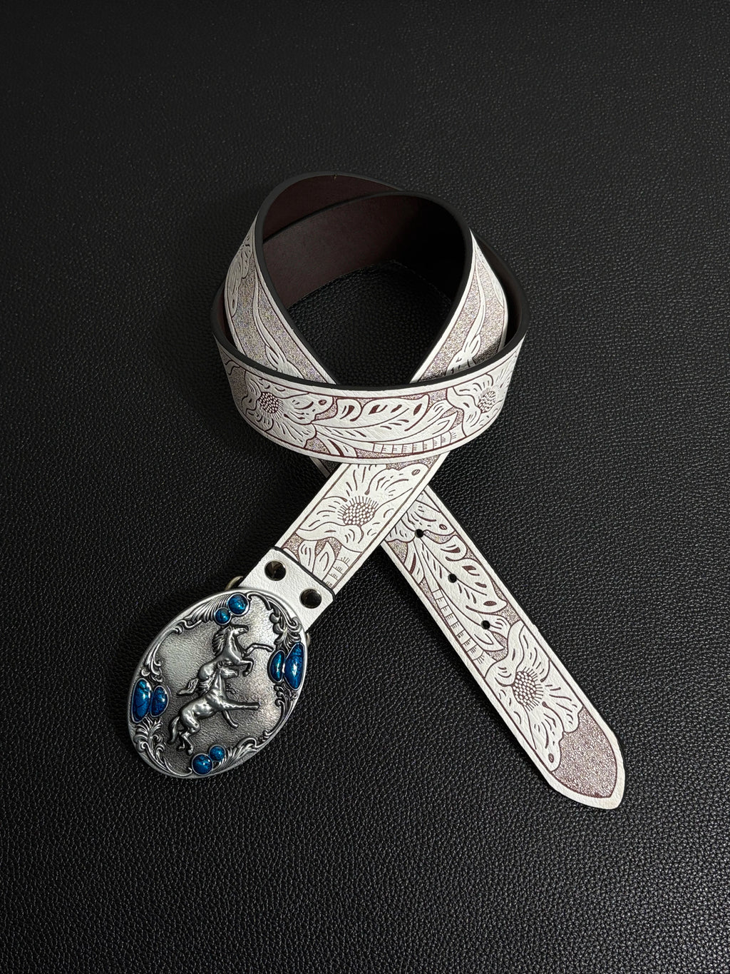 White Western Buckle Belt