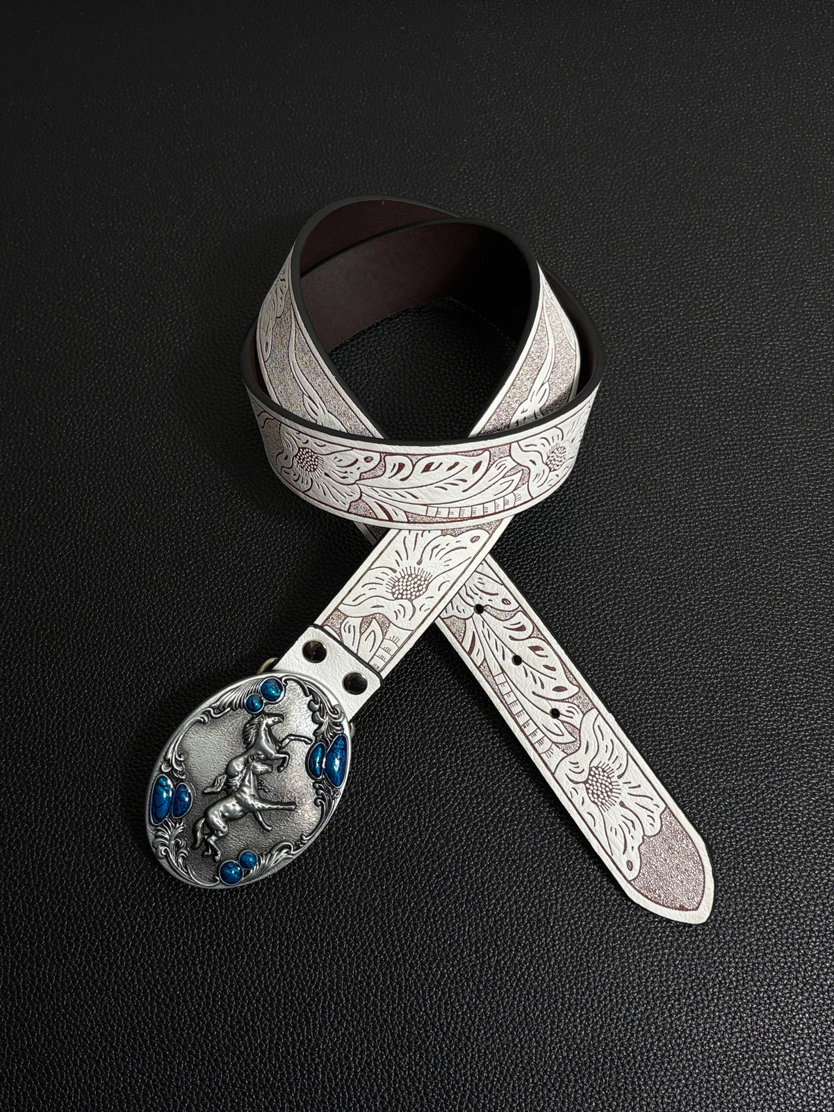 White Western Buckle Belt