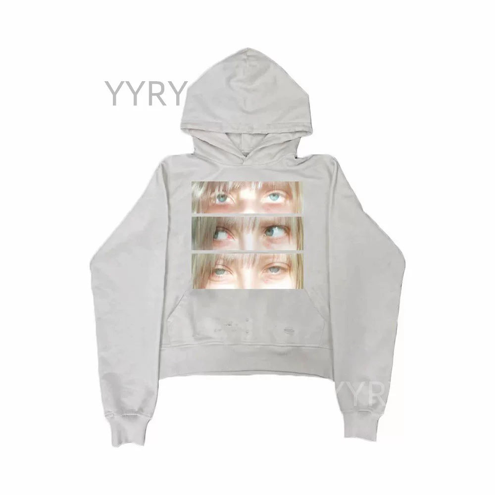 Graphic Print Cropped Hoodie